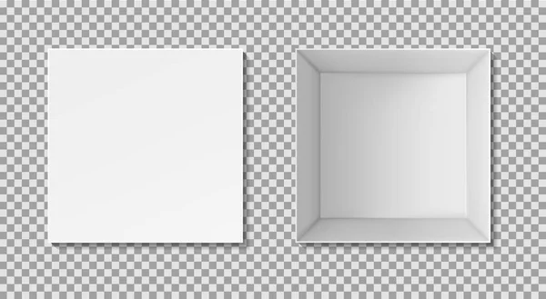 Vit Låda Mockup Med Topp Insida Öppna Fyrkantiga Paket För — Stock vektor