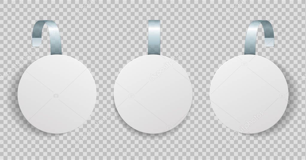 Download White Danglers Wobbler Mockup Discount Promotion Tag For Shelf In Supermarket 3d Plastic Point For Shelves In Store Blank Price Label Hanging On Transparent Background Round Holder Vector 362755610 Larastock