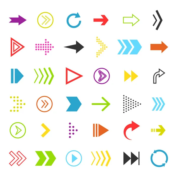 Icono Flechas Movimiento Vectorial Puntero Línea Plana Colores Para Dirección — Archivo Imágenes Vectoriales