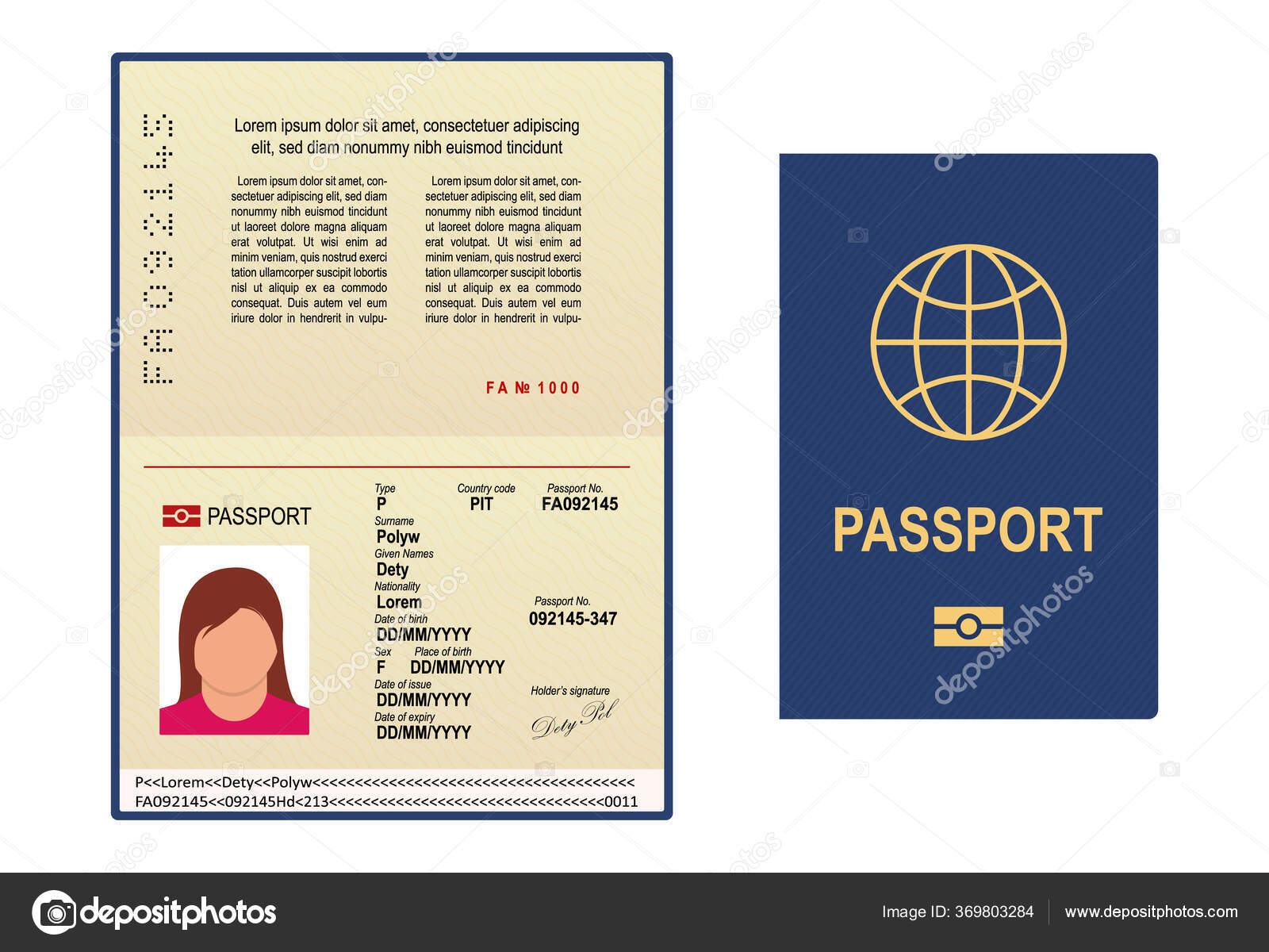 Modelo Passaporte Vetorial Abrir Página Documento Visto Com Foto Pessoal  Vetor de ©Rimm-Art 369803284, image size:1600x1200