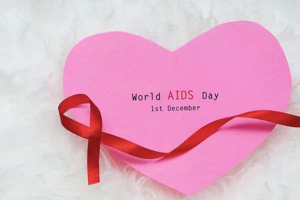 Podporuje Červenou Stuhu Pro Světovou Pomoc Den Národní Hiv Aids — Stock fotografie