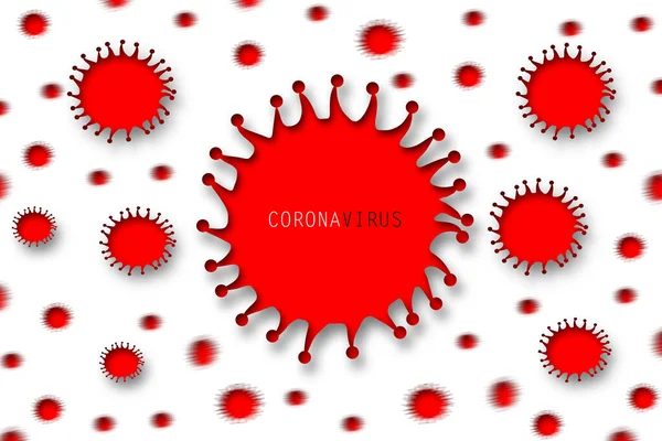 covid 19 asian flu, virus illustration red color on a white background. Virus simple flat symbol. virus circle shape or bacteria infection