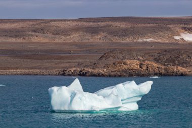 Philpots Adası 'nda yüzen buzdağı Devon Adası, Nunavut, Kuzey Kanada.