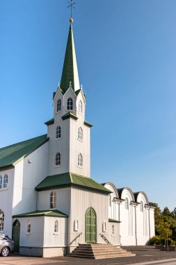 Frikirkjan Özgür Lüteryen Kilisesi Reykjavik İzlanda 'daki Frikirkjuvegur Caddesi.