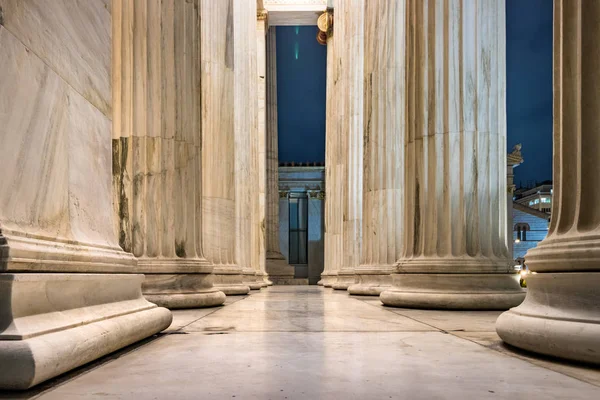 Detail of the ionic columns placed at the entrance of the Athens Academy, Greece.