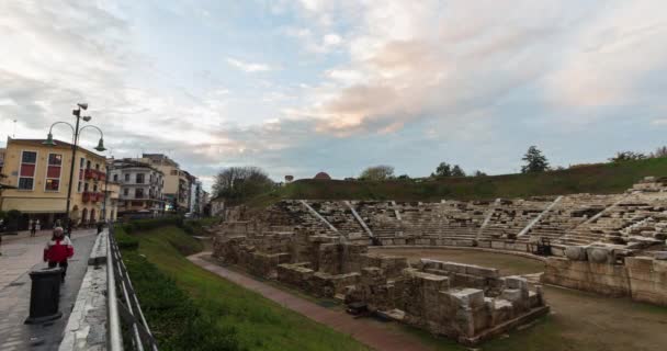 El lapso de tiempo del primer teatro antiguo en Larissa, Grecia . — Vídeos de Stock