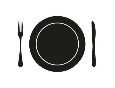 Beyaz arka planda çatal bıçaklı çatal bıçak simgesi