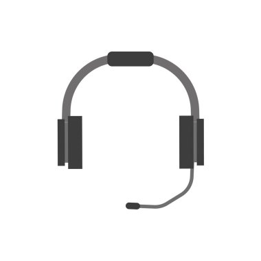 Kulaklıklar ve mikrofon teknisyeni düz stil.