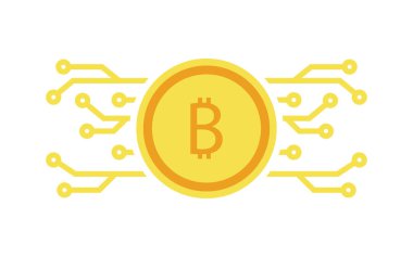 Bitcoin, düz biçimli online para birimi, vektör
