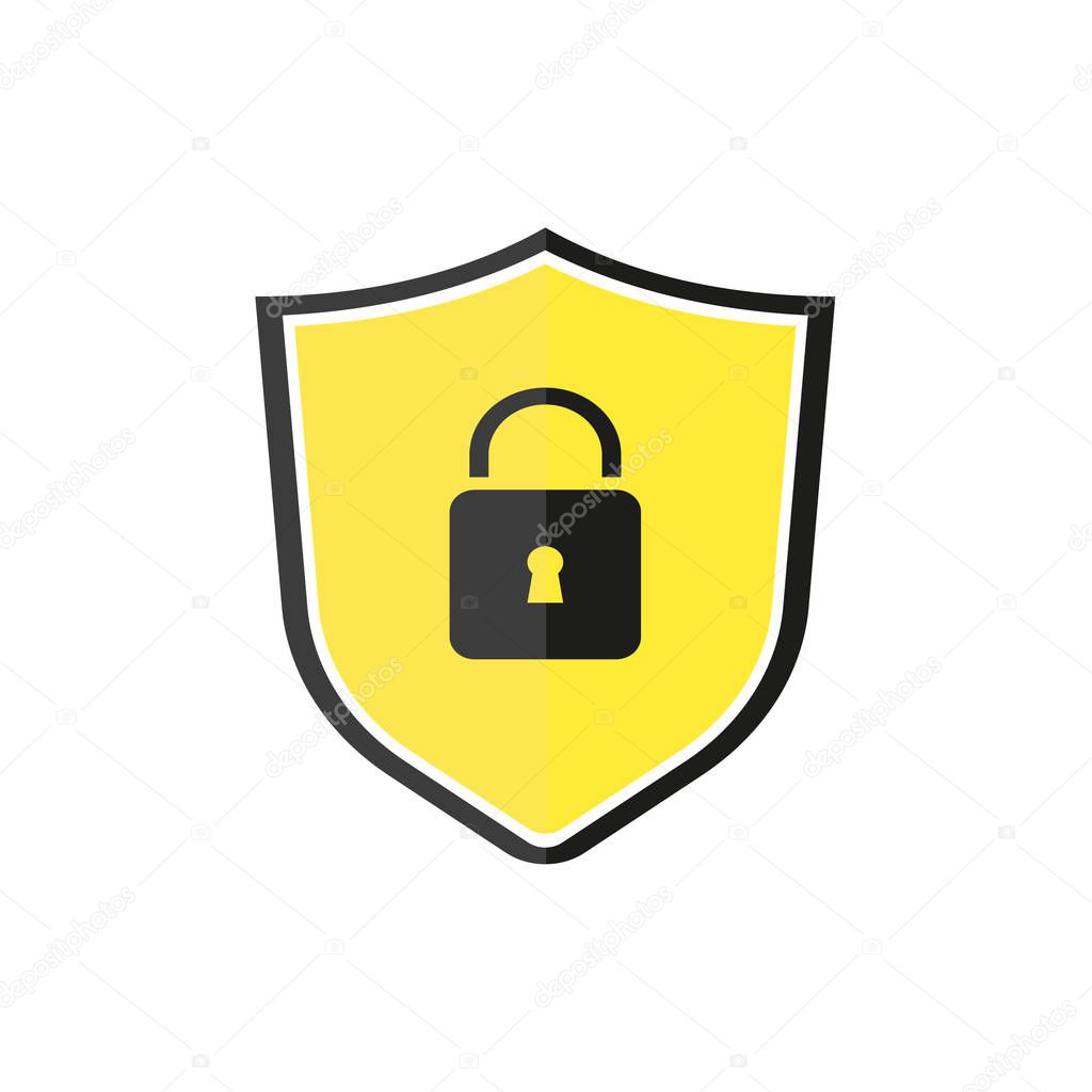 shield protection color icon in flat style, vector