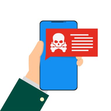 Düz biçimli virüslerle birlikte telefon, vektör