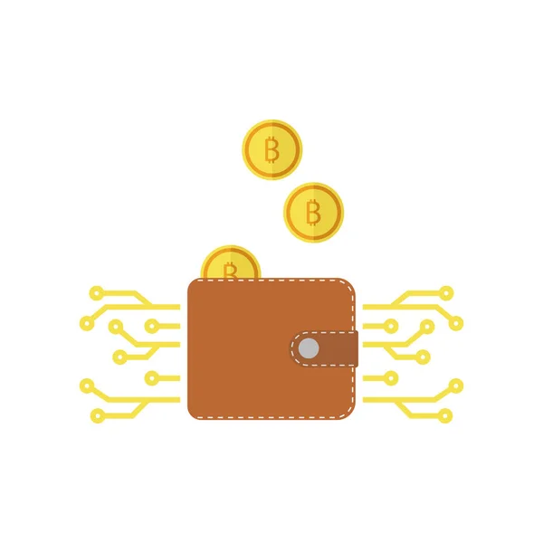Brieftasche mit virtueller Währung im flachen Stil, Vektor — Stockvektor