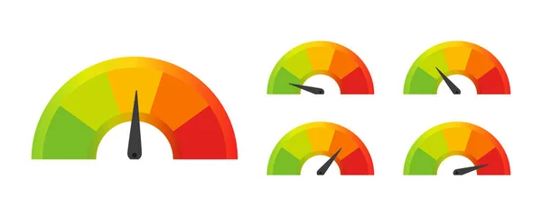 Conjunto de velocímetro de color en estilo plano, vector — Archivo Imágenes Vectoriales