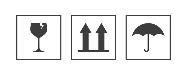 Ikon kemasan tanda isolasi kotak pada latar belakang putih - Stok Vektor