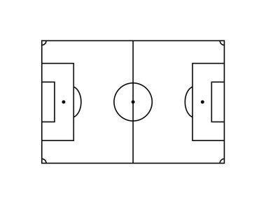 beyaz arkaplanda çizgi futbol alanı simgesi