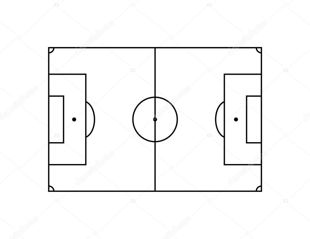 line soccer field icon on a white background