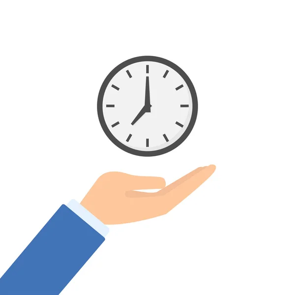 Hand with time in flat style, vector — 스톡 벡터