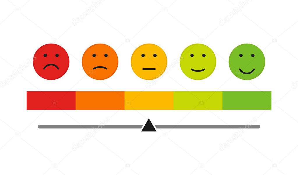 emotion quality assessment ruler in flat style, vector