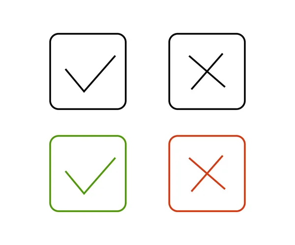 Σήμα ελέγχου και cross set μεμονωμένα εικονίδια σε επίπεδο στυλ, διάνυσμα — Διανυσματικό Αρχείο
