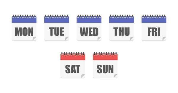 Tygodniowy Kalendarz Ikona Kalendarza Tygodnia Szablon Planisty Ikona Symbolu Kalendarza — Wektor stockowy