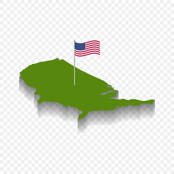 Mapa Isométrico América País Dos Eua Com Bandeira Fundo Transparente — Vetor de Stock