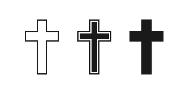 Kostel kříž set ikona, křesťanské logo prvek ilustrace, náboženské znamení, vektor — Stockový vektor