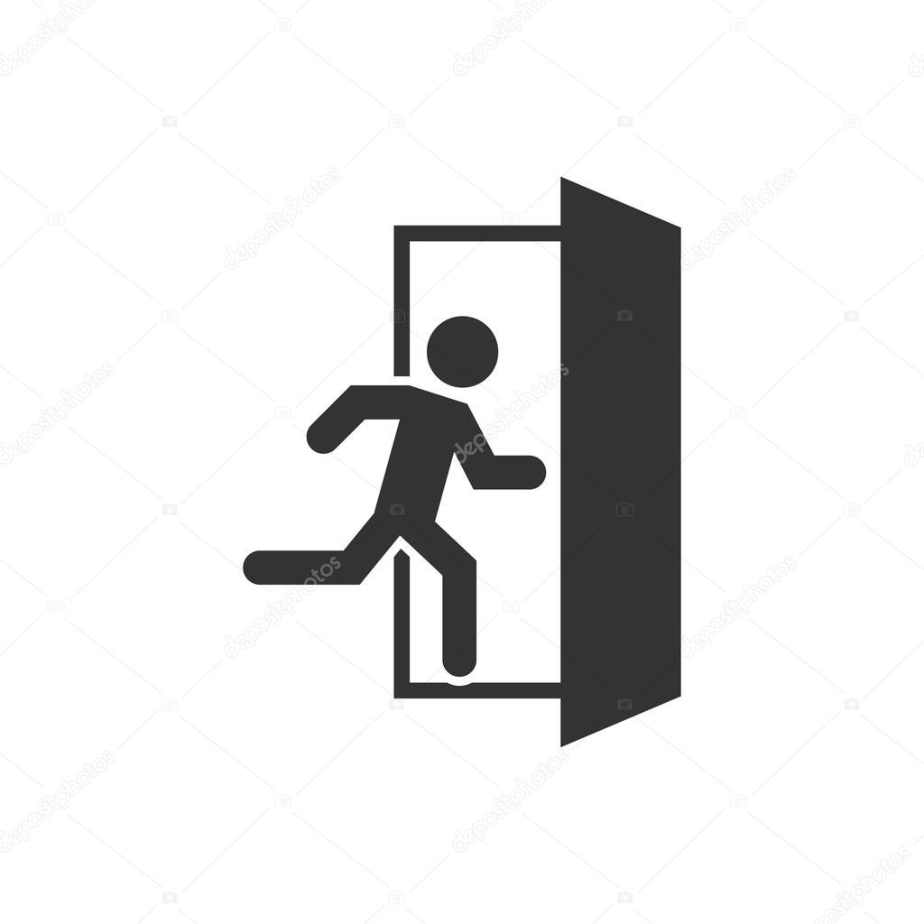 Emergency exit icon, great design for any purposes. Fire symbol. People vector icon. Right symbol. Emergency exit vector icon.