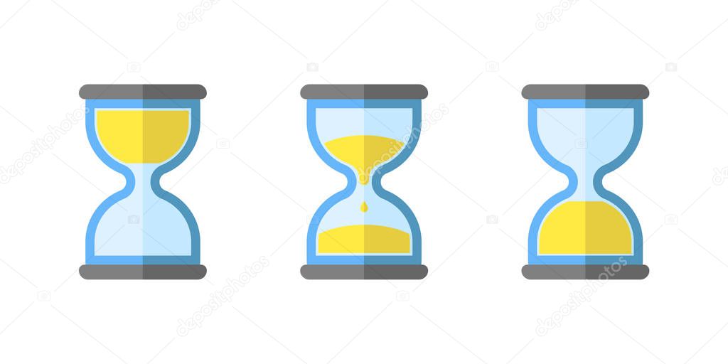 hourglass flat, simple vector icon, clock icon set isolated, vector illustration object