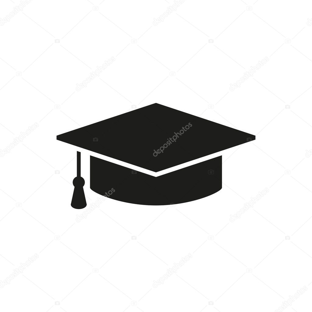 student hat isolated vector sign symbol, vector flat design