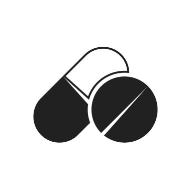 Beyaz arka planda siyah hap ikonu. Vektör simgesi.