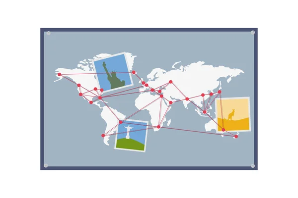 Mapa Del Mundo Tierra Pared Con Foto Concepto Ilustración Vectorial — Archivo Imágenes Vectoriales