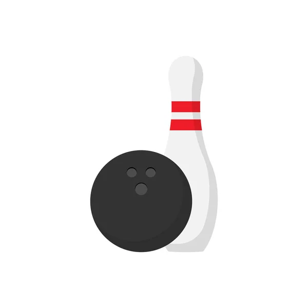 Bowlingboll Och Stift Platt Stil Vektor Illustration Tecken — Stock vektor