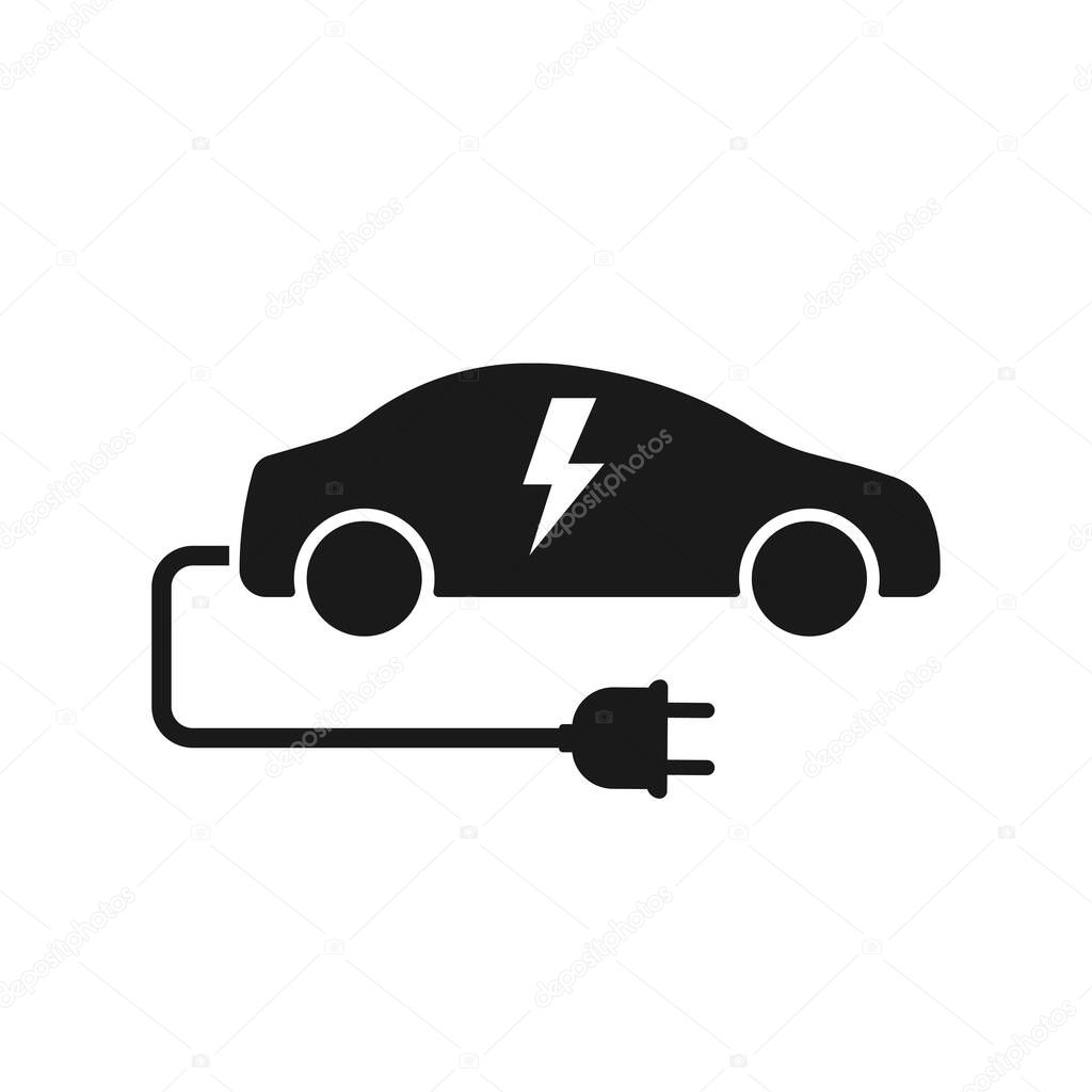 Modern icon with electro car. Isolated vector illustration flat 