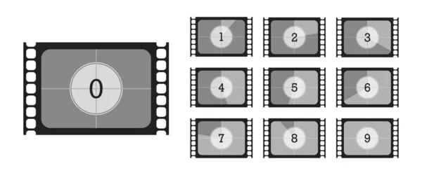 Contagem Regressiva Filmes Retro Vetor Isolado Sobre Fundo Branco — Vetor de Stock