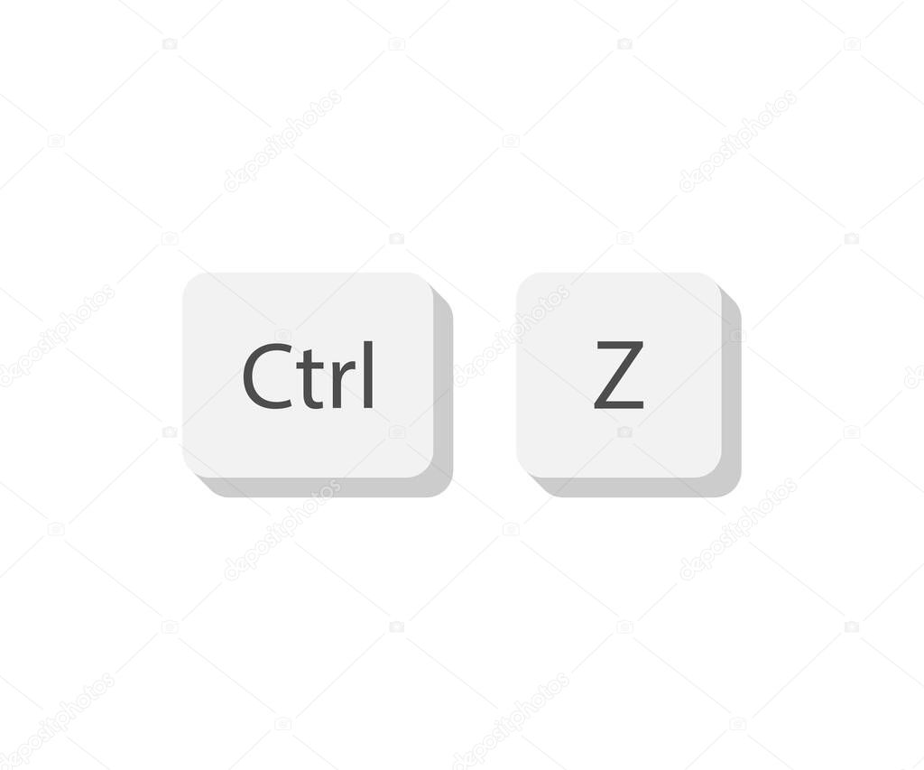 Ctrl z keyboard keys. Button on flat style. Isolated vector