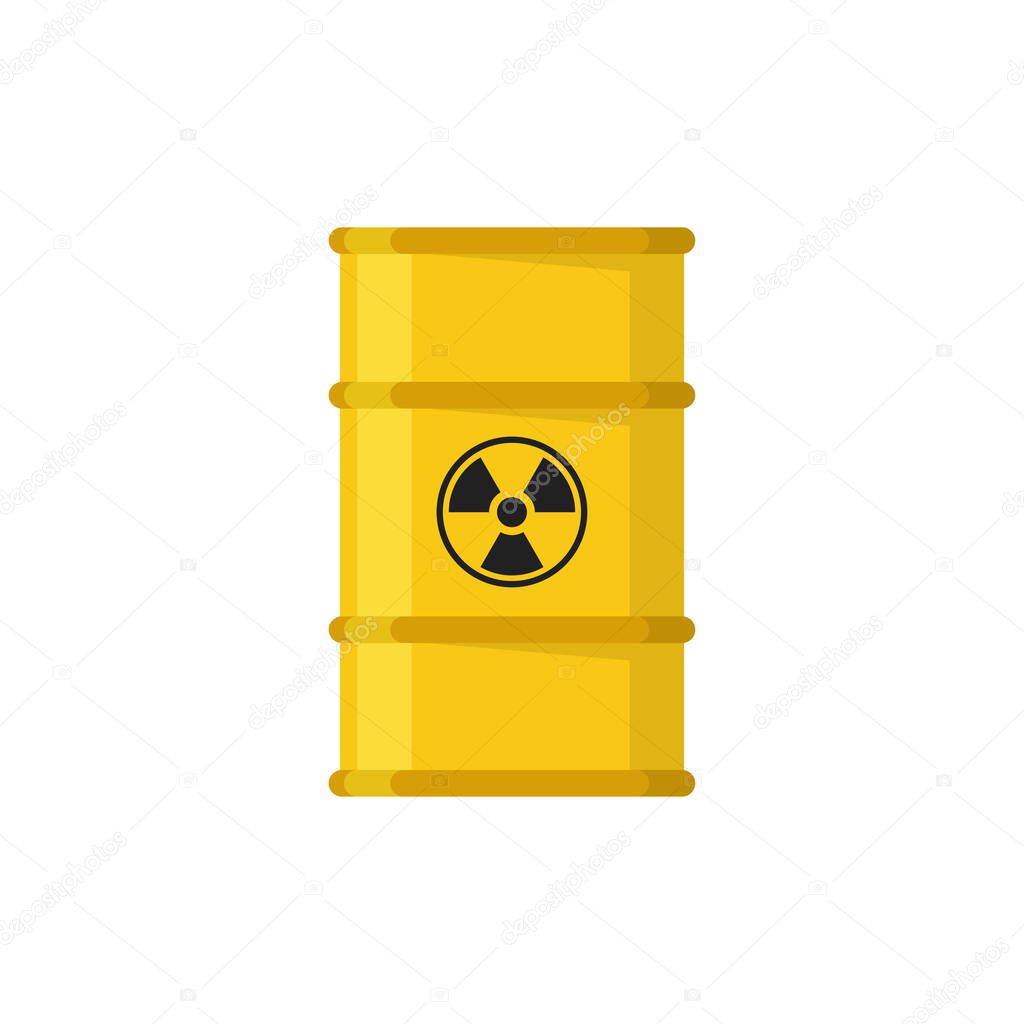 Barrel waste drum. Flat yellow illustration. Isolated vector