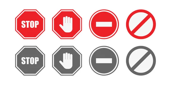 Stop Set Signs Vector Illustration Flat Style Isolated Vector Sign — Stock Vector