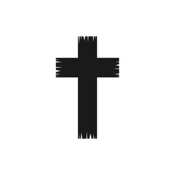Kříž Rovném Stylu Náboženské Znamení Designu Umění Izolovaný Vektor — Stockový vektor