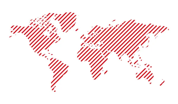 Çizgi Dünya Haritası Düz Küresel Iletişim Ağı Kavramı Vektör Izole — Stok Vektör