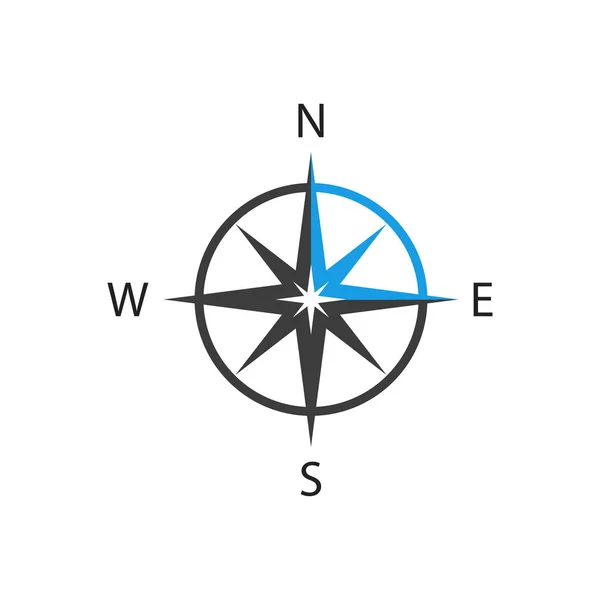 Kompass Symbol Flachen Stil Auf Weißem Hintergrund Isolierter Vektor — Stockvektor