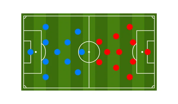 平らなスタイルで緑のボード上のサッカー戦略 ベクトル — ストックベクタ