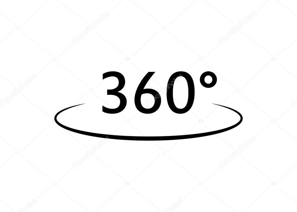 360 degrees isolated black icon in flat. Vector illustration