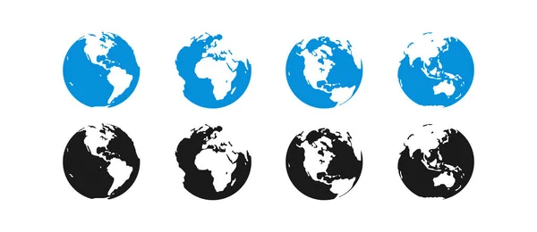Conjunto Iconos Tierra Ilustración Del Mapa Del Mundo Estilo Plano — Archivo Imágenes Vectoriales