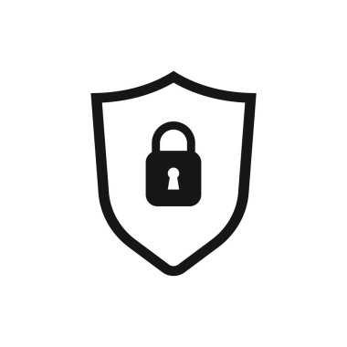 Alan tasarımı için kalkan kilidi simgesi. İzole vektör işareti