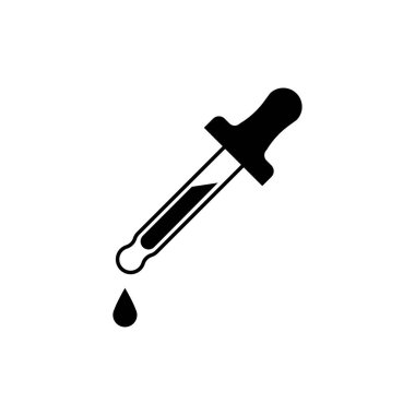 Tıbbi tasarım için siyah pipet ikonu. İzole vektör