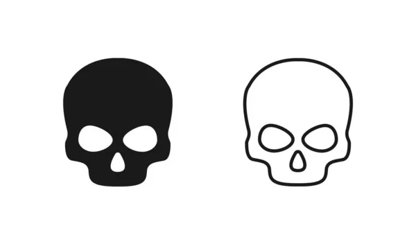 Icono Cráneo Aislado Peligro Símbolo Vector Ilustración Plano — Vector de stock