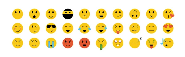 Emoticon Smiley Face Vetor Isolado Conjunto Ícones Ilustração Plana Moderna — Vetor de Stock