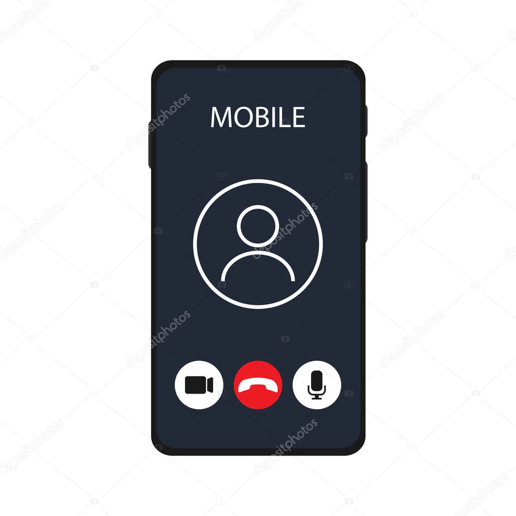 Call template screen video chat in flat style. Isolated vector