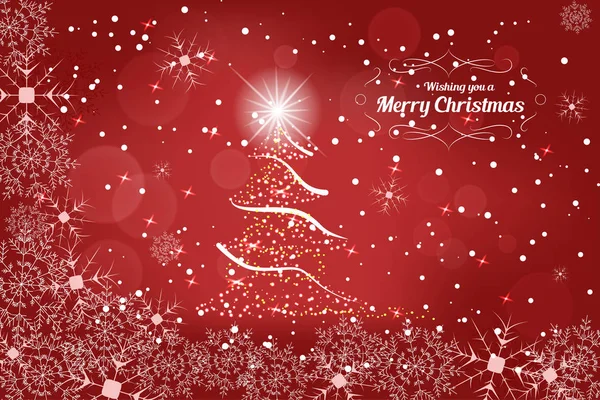 Вектор желает вам счастливого Нового года абстрактный темно-красный фон с рождественской елкой, снегопадом и снежинками . — стоковый вектор