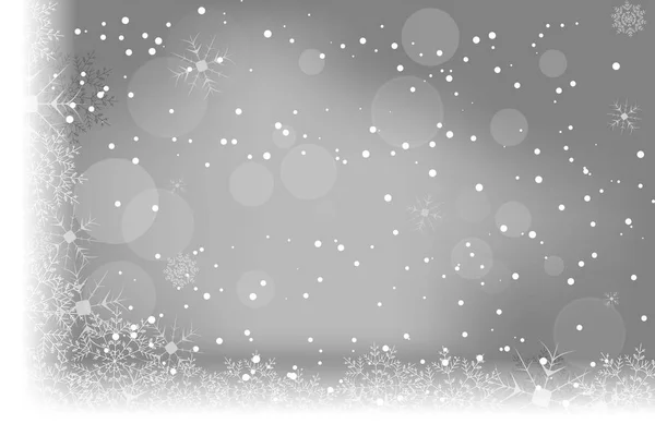 Vektor vinter abstrakt grå bakgrund med utstrålning, snöfall och snöflingor. — Stock vektor